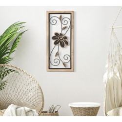 Panel de pared Koman de hierro y madera – Modelo A – 26x60 cm – Diseño cálido, bohemio y artesanal