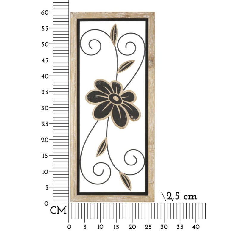 Panel de pared Koman de hierro y madera – Modelo A – 26x60 cm – Diseño cálido, bohemio y artesanal
