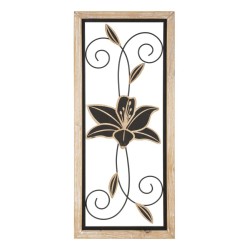 Panel de pared Koman de hierro y madera – Modelo B – 26x60 cm – Combinación de materiales de estilo bohemio chic