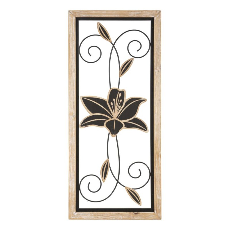 Panel de pared Koman de hierro y madera – Modelo B – 26x60 cm – Combinación de materiales de estilo bohemio chic