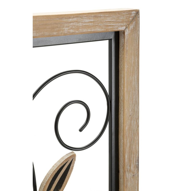 Panel de pared Koman de hierro y madera – Modelo B – 26x60 cm – Combinación de materiales de estilo bohemio chic