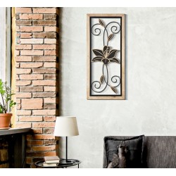 Panel de pared Koman de hierro y madera – Modelo B – 26x60 cm – Combinación de materiales de estilo bohemio chic