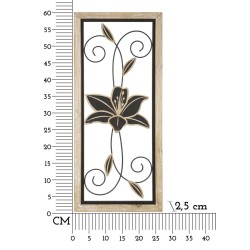 Panel de pared Koman de hierro y madera – Modelo B – 26x60 cm – Combinación de materiales de estilo bohemio chic