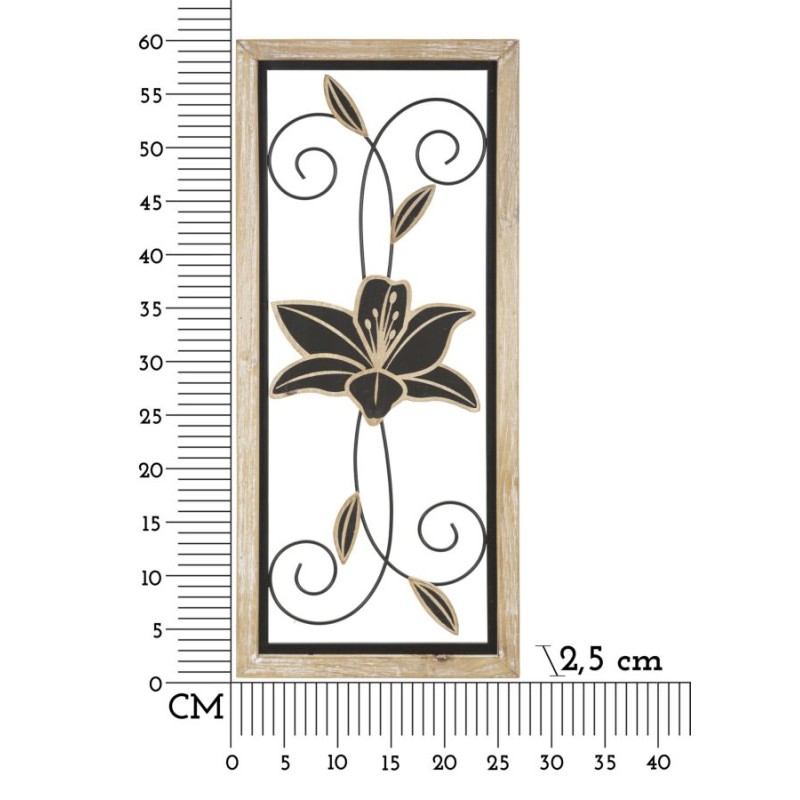 Panel de pared Koman de hierro y madera – Modelo B – 26x60 cm – Combinación de materiales de estilo bohemio chic
