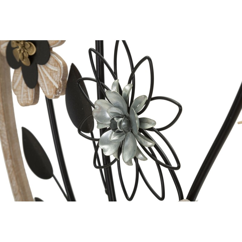 Panel de pared redondo de hierro y madera – Ø50 cm – Decoración de pared bohemia natural y texturizada