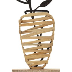 Panel mural Vaso en hierro y madera – 40x80 cm – Motivo de jarrón bohemio artesanal