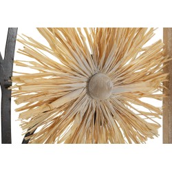 Panel mural Vaso en hierro y madera – 40x80 cm – Motivo de jarrón bohemio artesanal