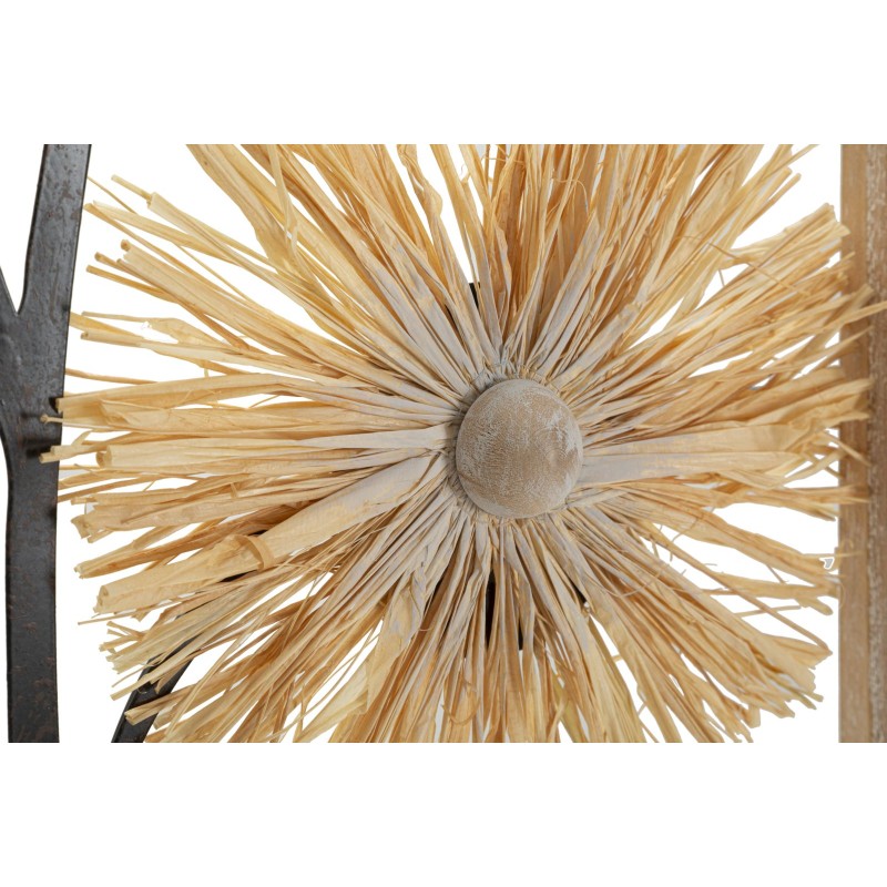 Panel mural Vaso en hierro y madera – 40x80 cm – Motivo de jarrón bohemio artesanal