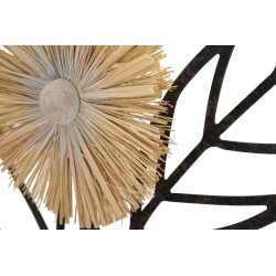 Panel mural Vaso en hierro y madera – 40x80 cm – Motivo de jarrón bohemio artesanal