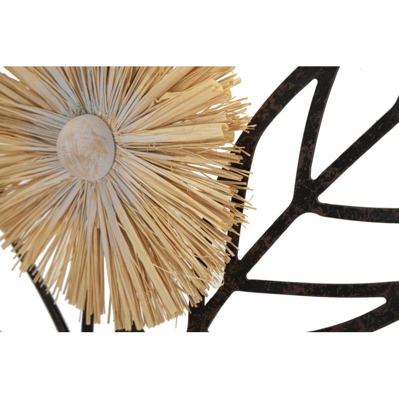 Panel mural Vaso en hierro y madera – 40x80 cm – Motivo de jarrón bohemio artesanal