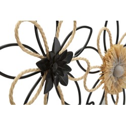 Panel de pared de hierro fundido y rafia – 60x35 cm – Decoración bohemia texturizada y suave