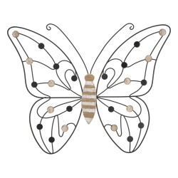 Panel mural de mariposas en hierro y madera – 39x33 cm – Delicado diseño bohemio chic (juego de 2)