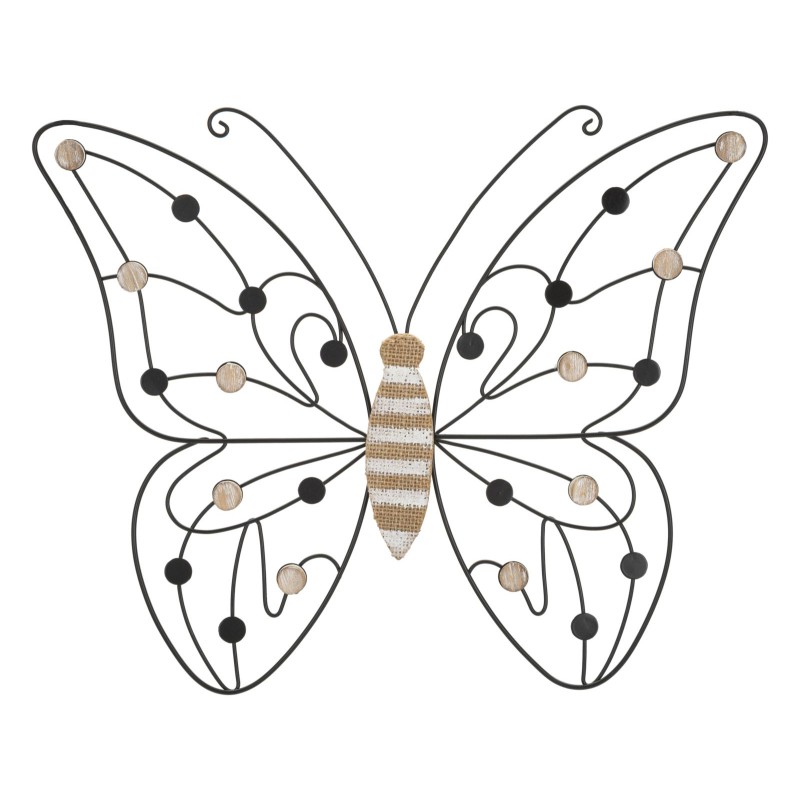 Panel mural de mariposas en hierro y madera – 39x33 cm – Delicado diseño bohemio chic (juego de 2)