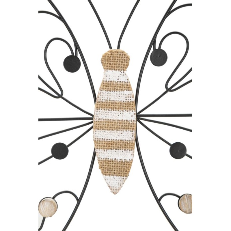 Panel mural de mariposas en hierro y madera – 39x33 cm – Delicado diseño bohemio chic (juego de 2)