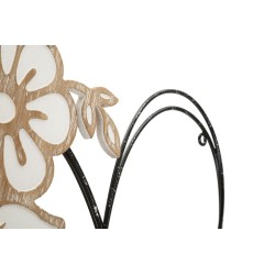 Panel de pared en forma de corazón de hierro y madera – 50x45 cm – Diseño bohemio chic romántico y natural (juego de 2)