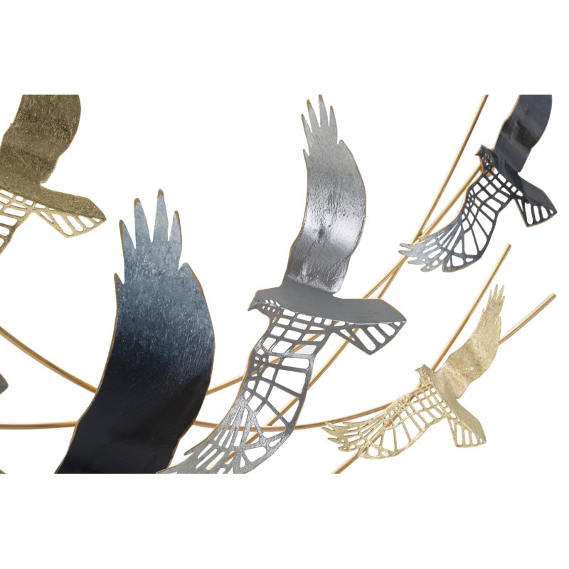 Panel de pared de hierro, Pájaro – 90x50 cm – Composición natural, Glamour elegante