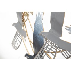 Panel de pared de hierro, Pájaro – 90x50 cm – Composición natural, Glamour elegante