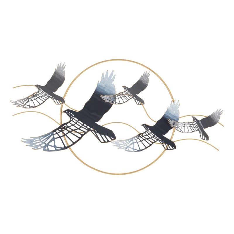 Panel de pared de hierro con forma de pájaro – 91x50 cm – Motivo aéreo. Estilo glamuroso, artístico y poético.