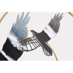 Panel de pared de hierro con forma de pájaro – 91x50 cm – Motivo aéreo. Estilo glamuroso, artístico y poético.