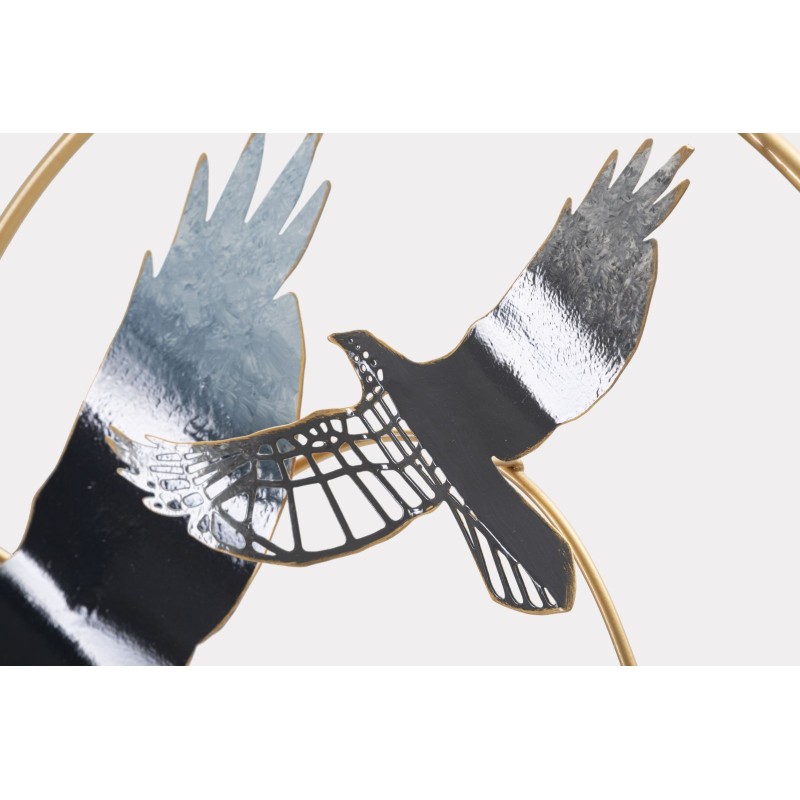 Panel de pared de hierro con forma de pájaro – 91x50 cm – Motivo aéreo. Estilo glamuroso, artístico y poético.