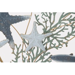 Panel de pared de hierro con forma de estrella de mar – 95x53 cm – Decoración náutica glamurosa y dorada