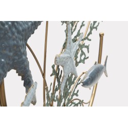 Panel de pared de hierro con forma de estrella de mar – 95x53 cm – Decoración náutica glamurosa y dorada