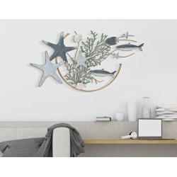 Panel de pared de hierro con forma de estrella de mar – 95x53 cm – Decoración náutica glamurosa y dorada