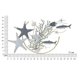 Panel de pared de hierro con forma de estrella de mar – 95x53 cm – Decoración náutica glamurosa y dorada
