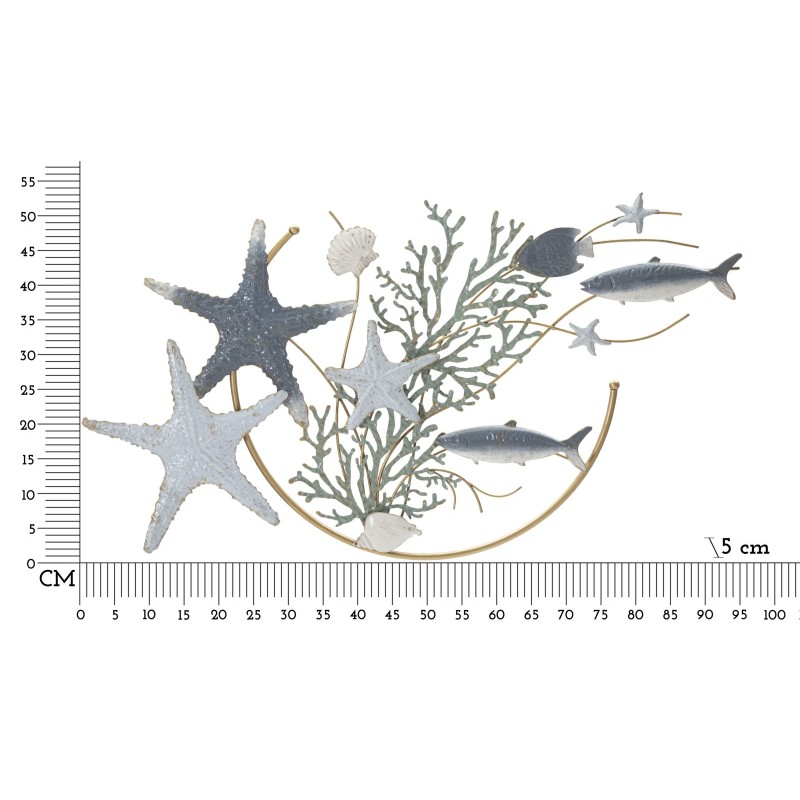 Panel de pared de hierro con forma de estrella de mar – 95x53 cm – Decoración náutica glamurosa y dorada