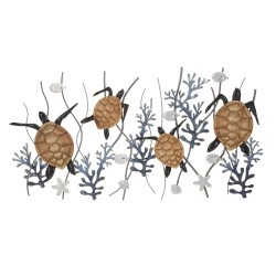 Panel de pared de hierro con forma de tortuga – 132x69 cm – Gran panel glamuroso inspirado en el mar