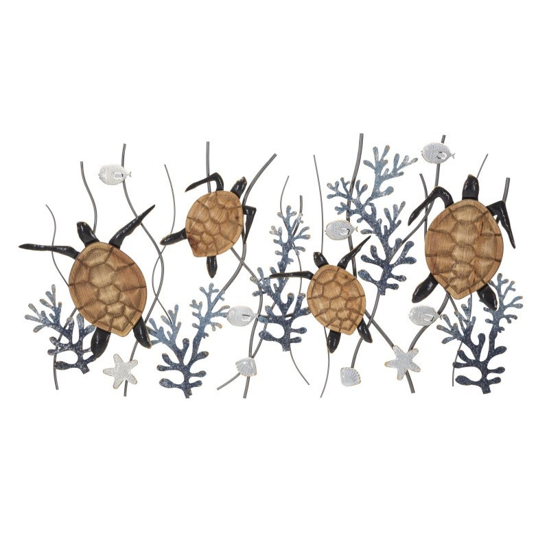 Panel de pared de hierro con forma de tortuga – 132x69 cm – Gran panel glamuroso inspirado en el mar