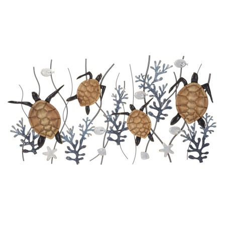 Panel de pared de hierro con forma de tortuga – 132x69 cm – Gran panel glamuroso inspirado en el mar
