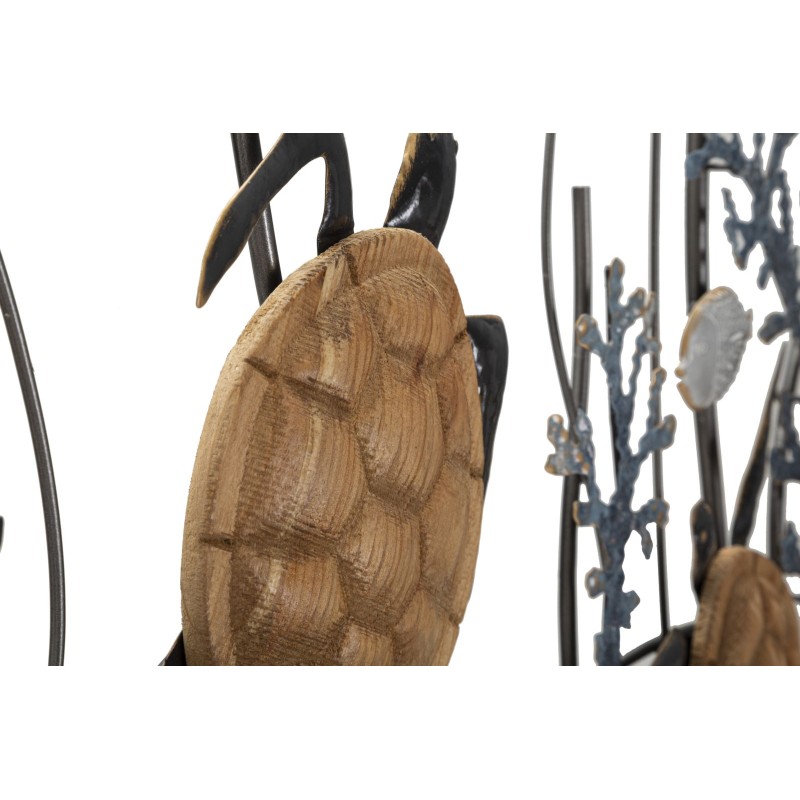 Panel de pared de hierro con forma de tortuga – 132x69 cm – Gran panel glamuroso inspirado en el mar