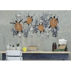 Panel de pared de hierro con forma de tortuga – 132x69 cm – Gran panel glamuroso inspirado en el mar