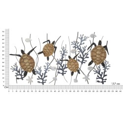 Panel de pared de hierro con forma de tortuga – 132x69 cm – Gran panel glamuroso inspirado en el mar