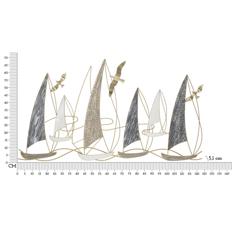 Letrero luminoso de pared con forma de barco de hierro – Un toque de brillante escapismo (123,8 x 5,1 x 69,9 cm)