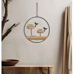 Panel de pared BALLENA – Decoración marina contemporánea (56 x 2 x 60 cm)