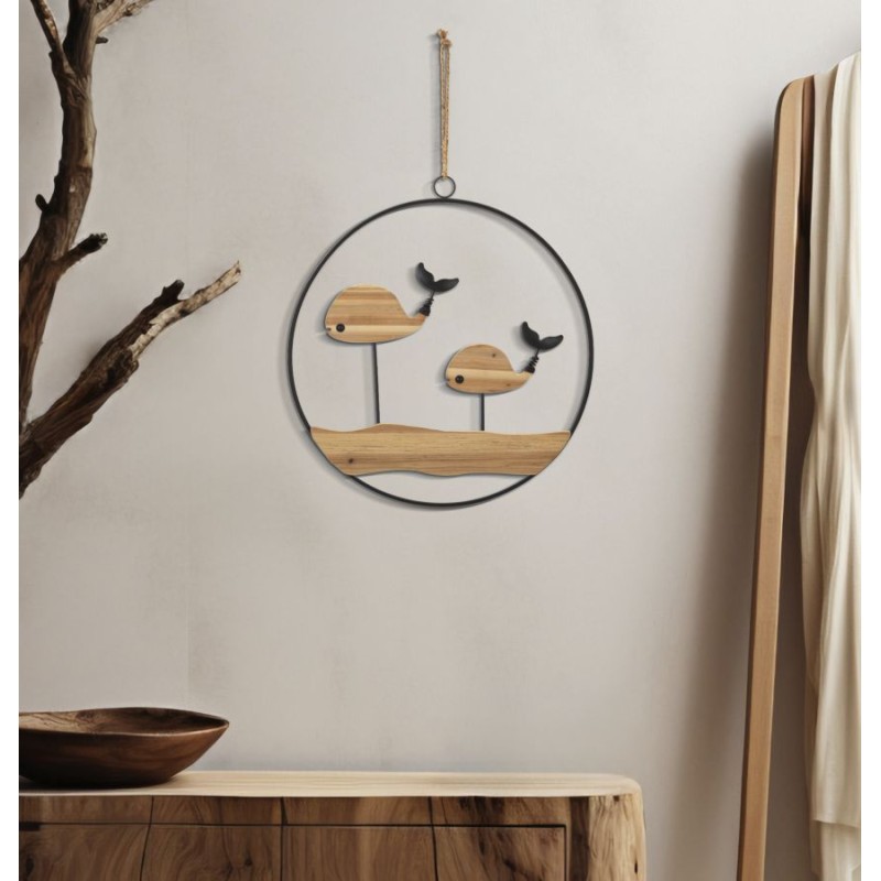 Panel de pared BALLENA – Decoración marina contemporánea (56 x 2 x 60 cm)