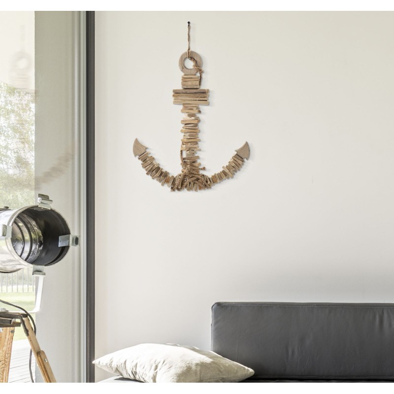 Ancla colgante natural – Elemento decorativo náutico (39 x 7 x 46 cm)