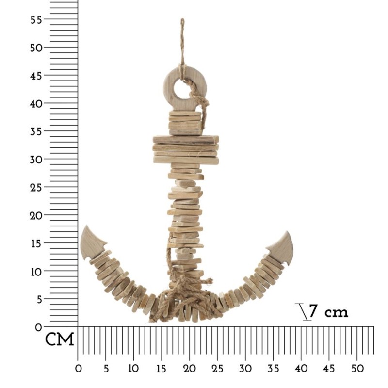 Ancla colgante natural – Elemento decorativo náutico (39 x 7 x 46 cm)