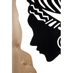 Panel mural tribal en hierro y madera – Estilo étnico moderno (53 x 2 x 80 cm)