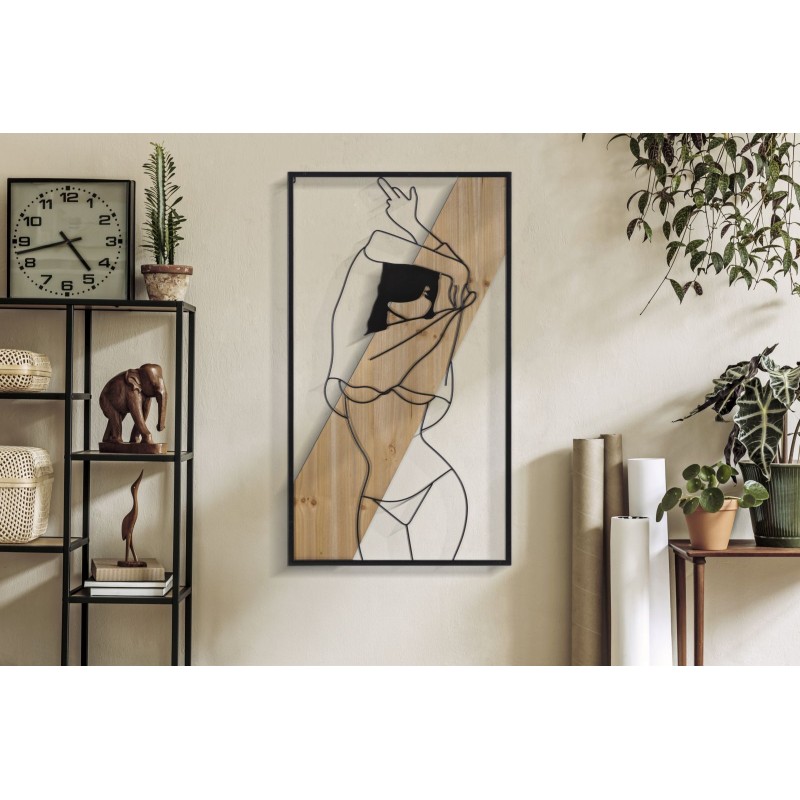 Tira de pared – A – Hierro y madera, diseño minimalista (50 x 2 x 90 cm)