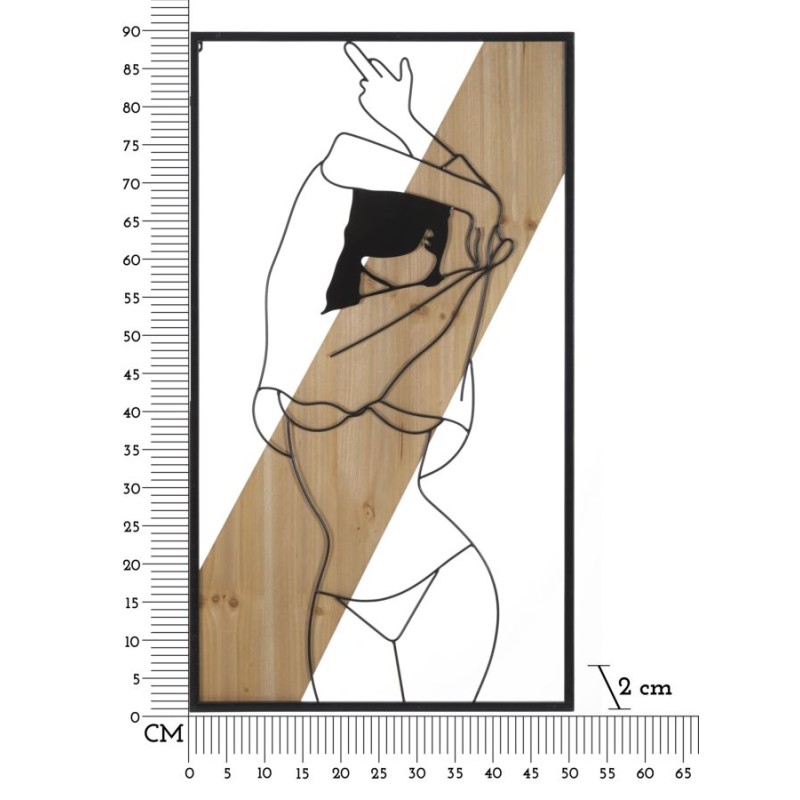 Tira de pared – A – Hierro y madera, diseño minimalista (50 x 2 x 90 cm)