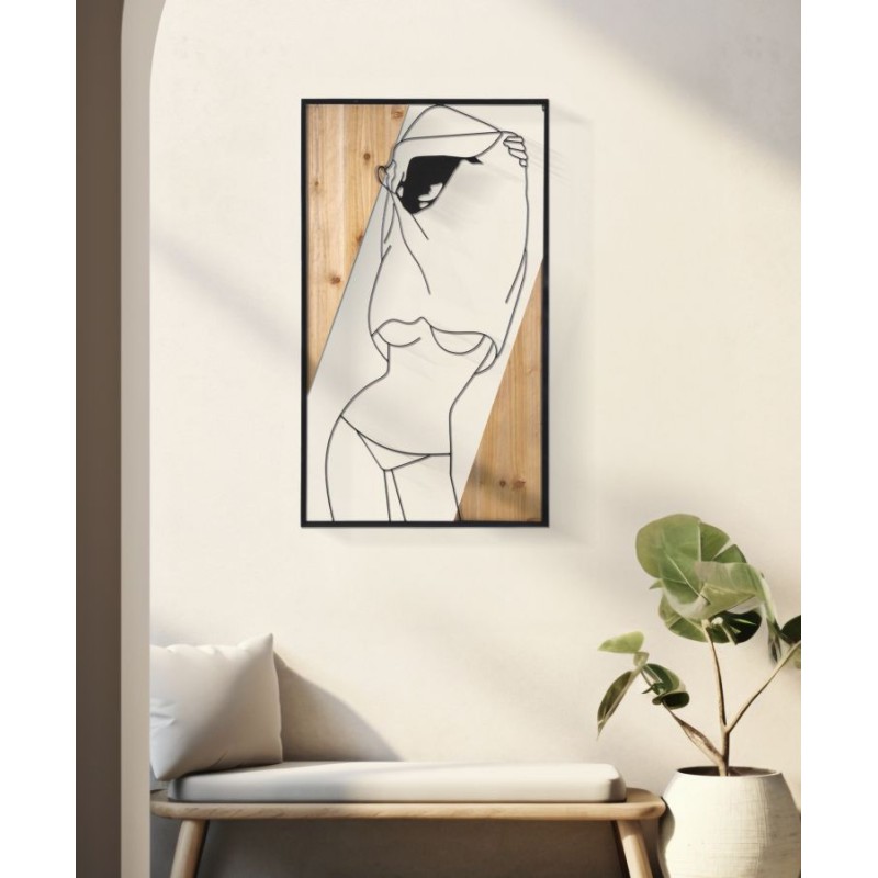 Listón mural – B – Hierro y madera, armonía de formas (50 x 2 x 90 cm)