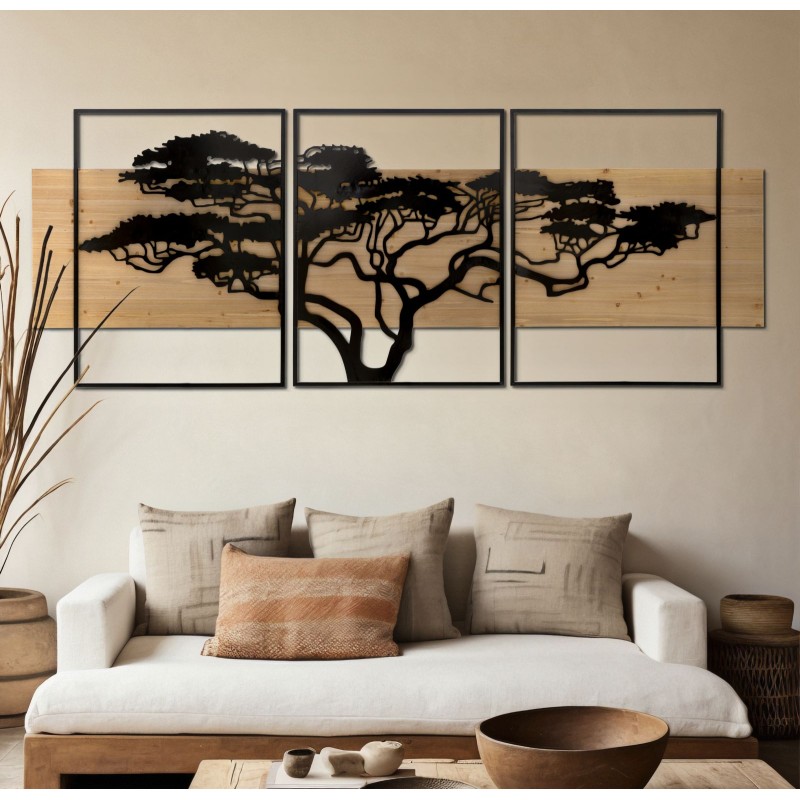 Panel de pared LAGOS – Juego de 3 piezas, estilo moderno y elegante (204 x 2 x 80 cm / 72 x 2 x 80 – 60 x 2 x 80)