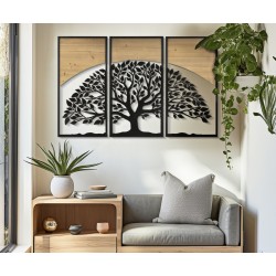 Panel de pared ARC – Juego de 3 piezas, líneas contemporáneas (105 x 2 x 70 cm / 35 x 2 x 70 cm)