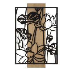 Panel mural LOTUS – Hierro y madera, elegancia refinada (60 x 2 x 90 cm)