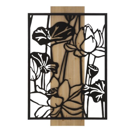 Panel mural LOTUS – Hierro y madera, elegancia refinada (60 x 2 x 90 cm)