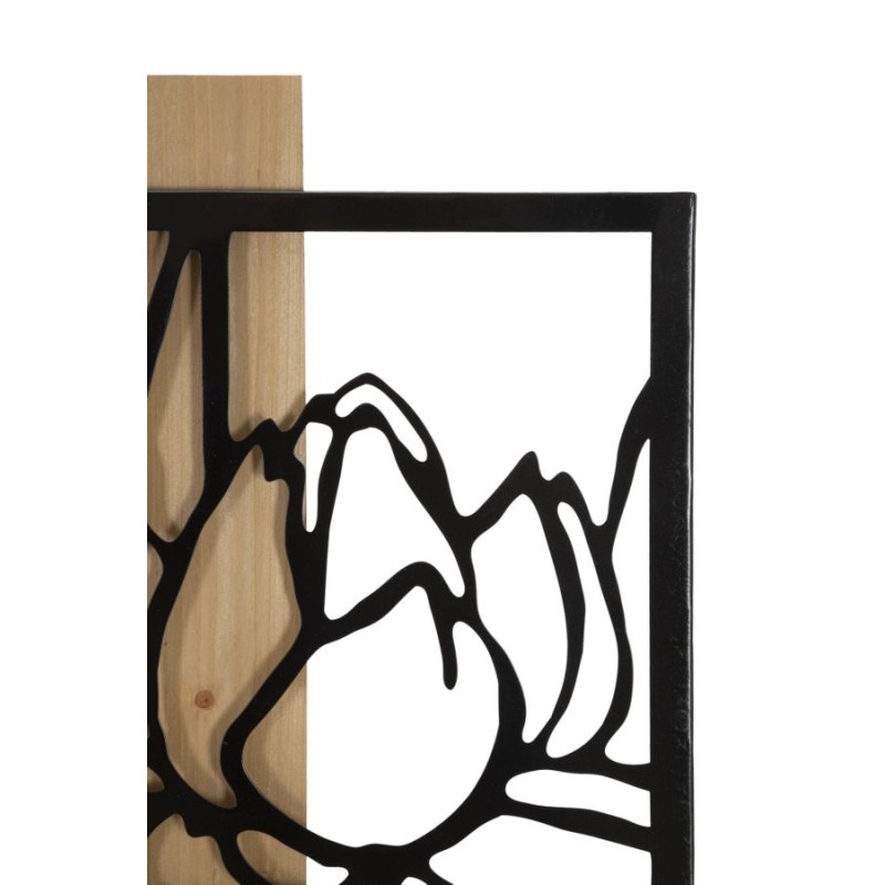 Panel mural LOTUS – Hierro y madera, elegancia refinada (60 x 2 x 90 cm)