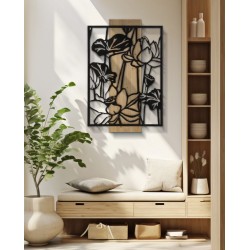 Panel mural LOTUS – Hierro y madera, elegancia refinada (60 x 2 x 90 cm)